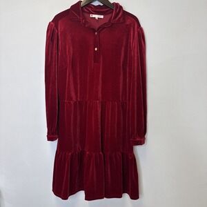 Jude Connally Women's Henley Ruby‎ Red Velvet Dress Size L MSRP $258 Valentine